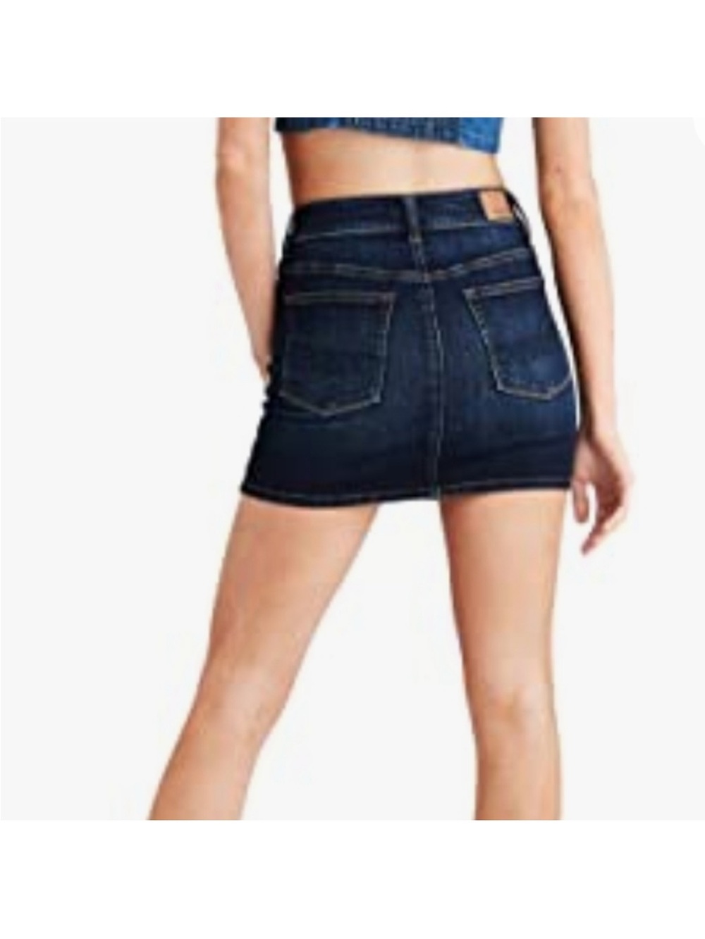 American Eagle Outfitters Dark Indigo Denim HR Mini Skirt Size 8 NWOT - Picture 2 of 7